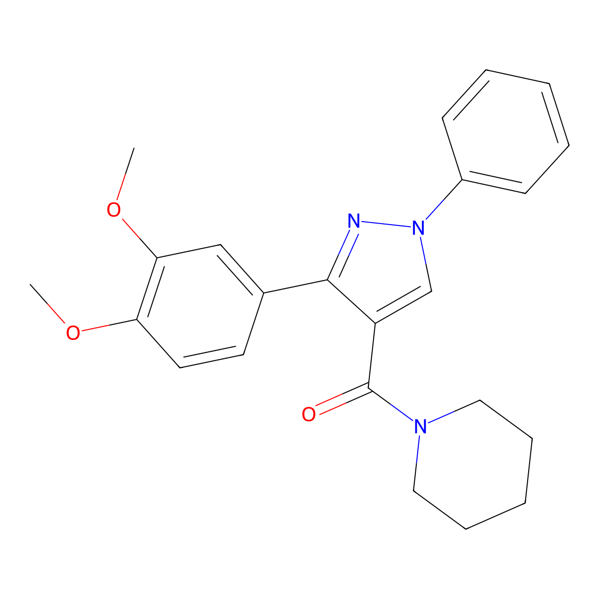 1-[3-(3,4-dimethoxyphenyl)-1-phenyl-1H-pyrazole-4-carbonyl]piperidine molecular structure, CAS 380457-42-1