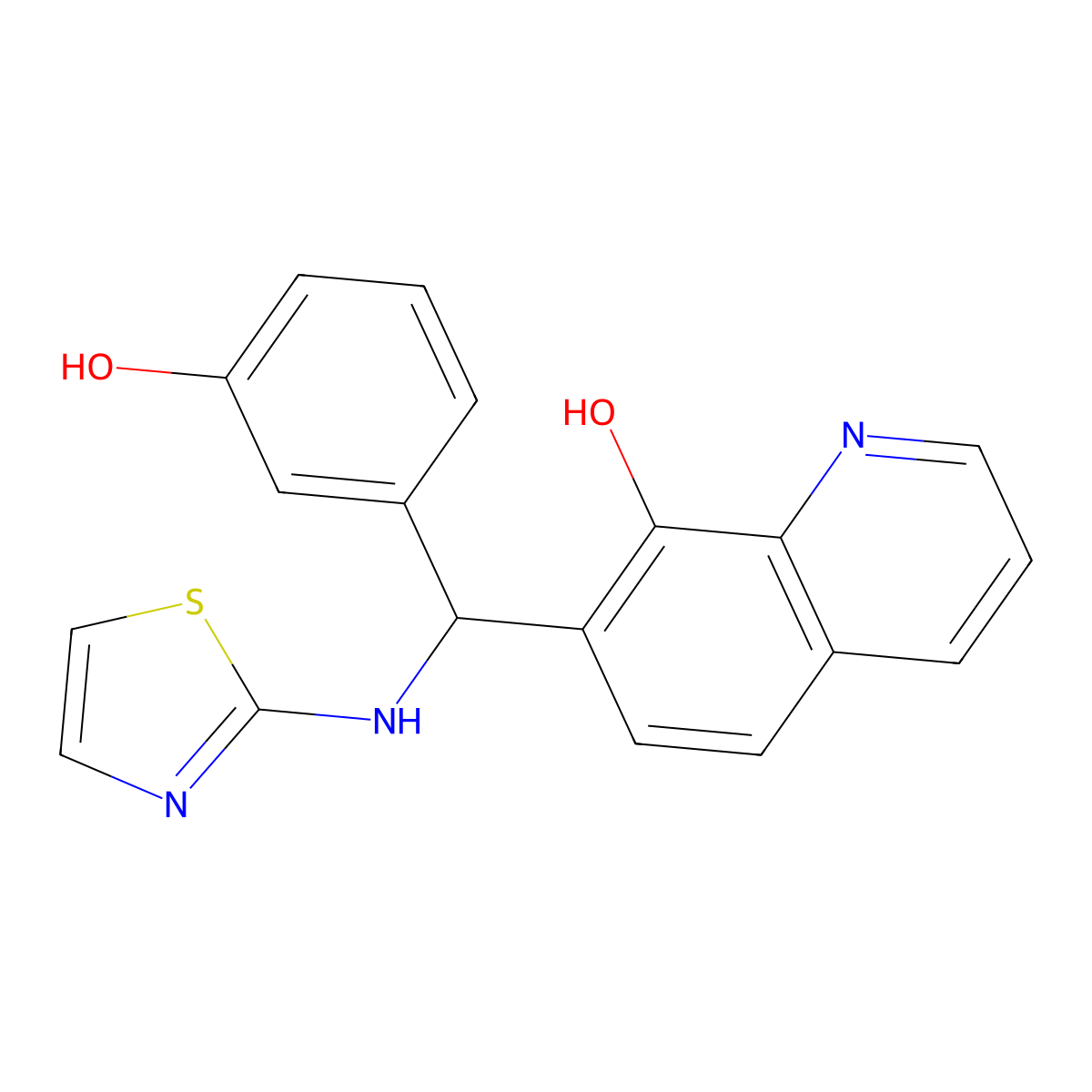 7-((3-Hydroxyphenyl)((1,3-thiazol-2-yl)amino)methyl)quinolin-8-ol molecular structure, CAS 380458-18-4
