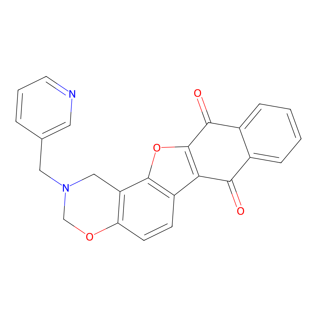 2-(pyridin-3-ylmethyl)-2,3-dihydro-1H-naphtho[2',3':2,3]benzofuro[7,6-e][1,3]oxazine-7,12-dione molecular structure, CAS 380458-19-5