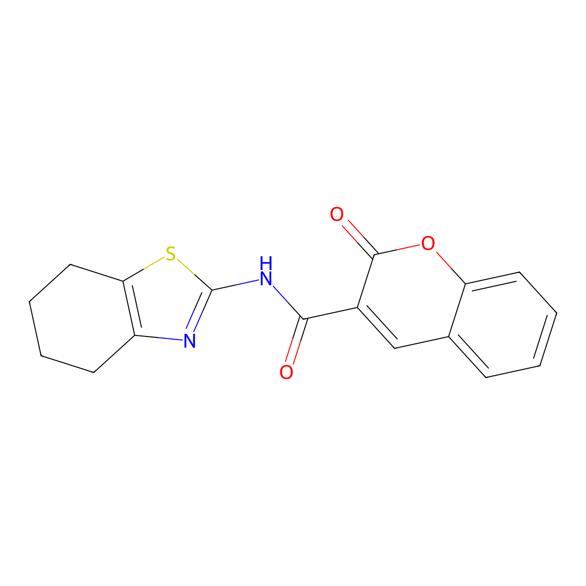 2-oxo-N-(4,5,6,7-tetrahydro-1,3-benzothiazol-2-yl)-2H-chromene-3-carboxamide molecular structure, CAS 380458-23-1