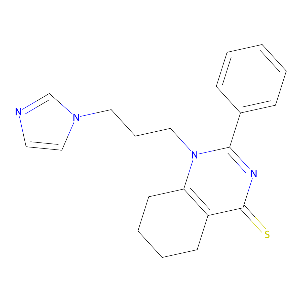 1-(3-(1H-imidazol-1-yl)propyl)-2-phenyl-5,6,7,8-tetrahydroquinazoline-4(1H)-thione molecular structure, CAS 380458-37-7