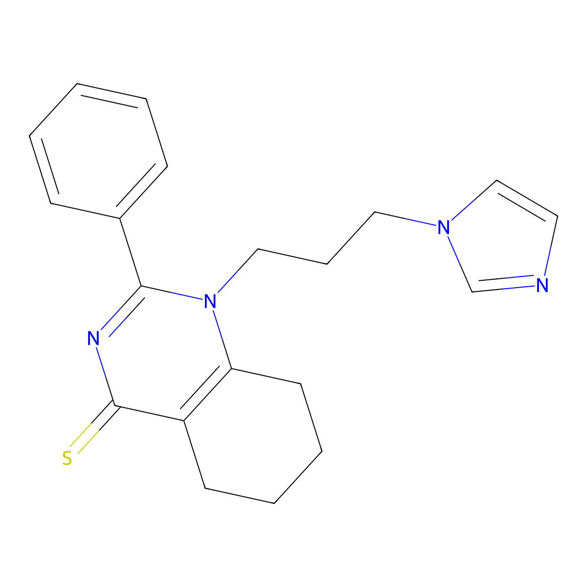 1-(3-(1H-imidazol-1-yl)propyl)-2-phenyl-5,6,7,8-tetrahydroquinazoline-4(1H)-thione molecular structure, CAS 380458-37-7