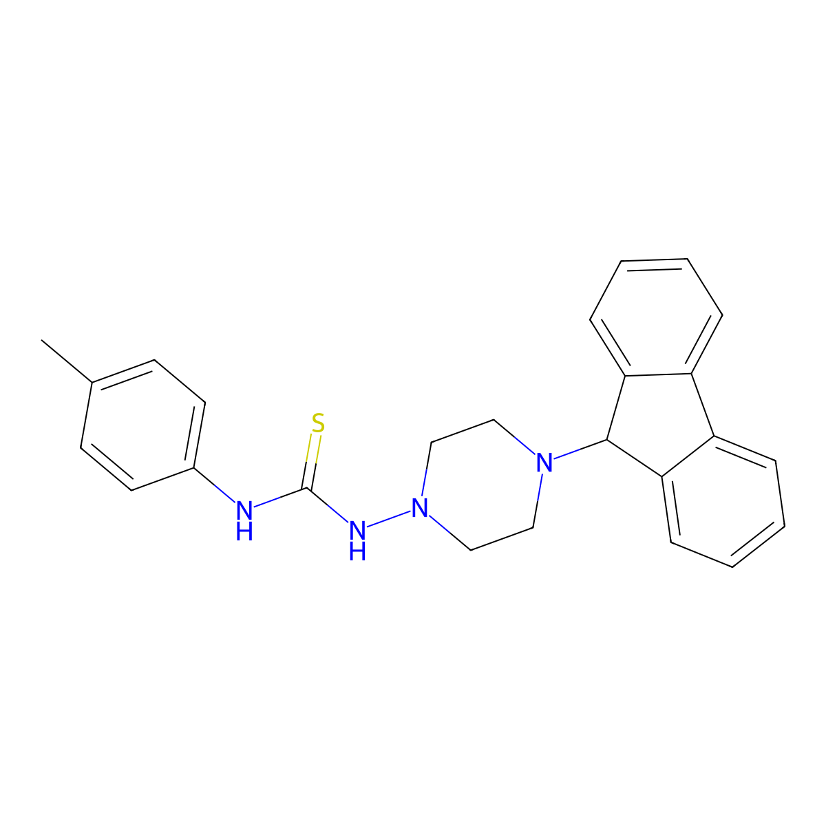 1-[4-(9H-fluoren-9-yl)piperazin-1-yl]-3-(4-methylphenyl)thiourea molecular structure, CAS 380458-52-6