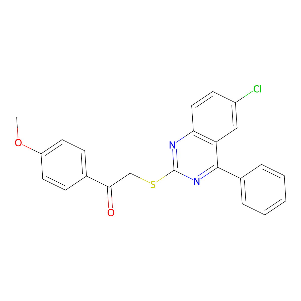 2-[(6-Chloro-4-phenylquinazolin-2-yl)sulfanyl]-1-(4-methoxyphenyl)ethanone molecular structure, CAS 380458-98-0