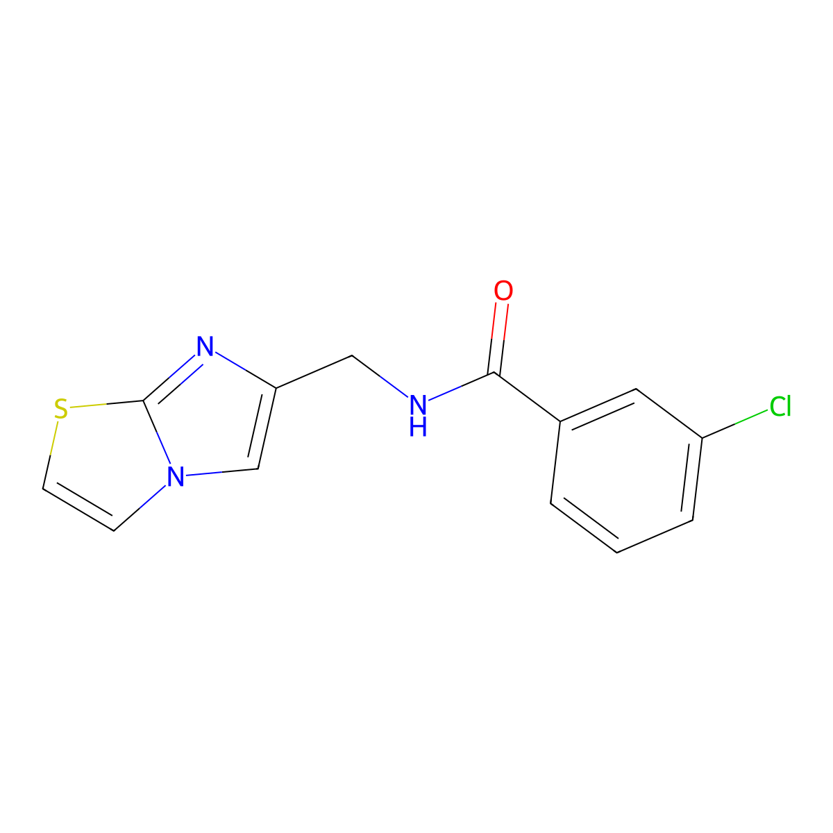 3-chloro-N-(imidazo[2,1-b][1,3]thiazol-6-ylmethyl)benzamide molecular structure, CAS 380459-26-7