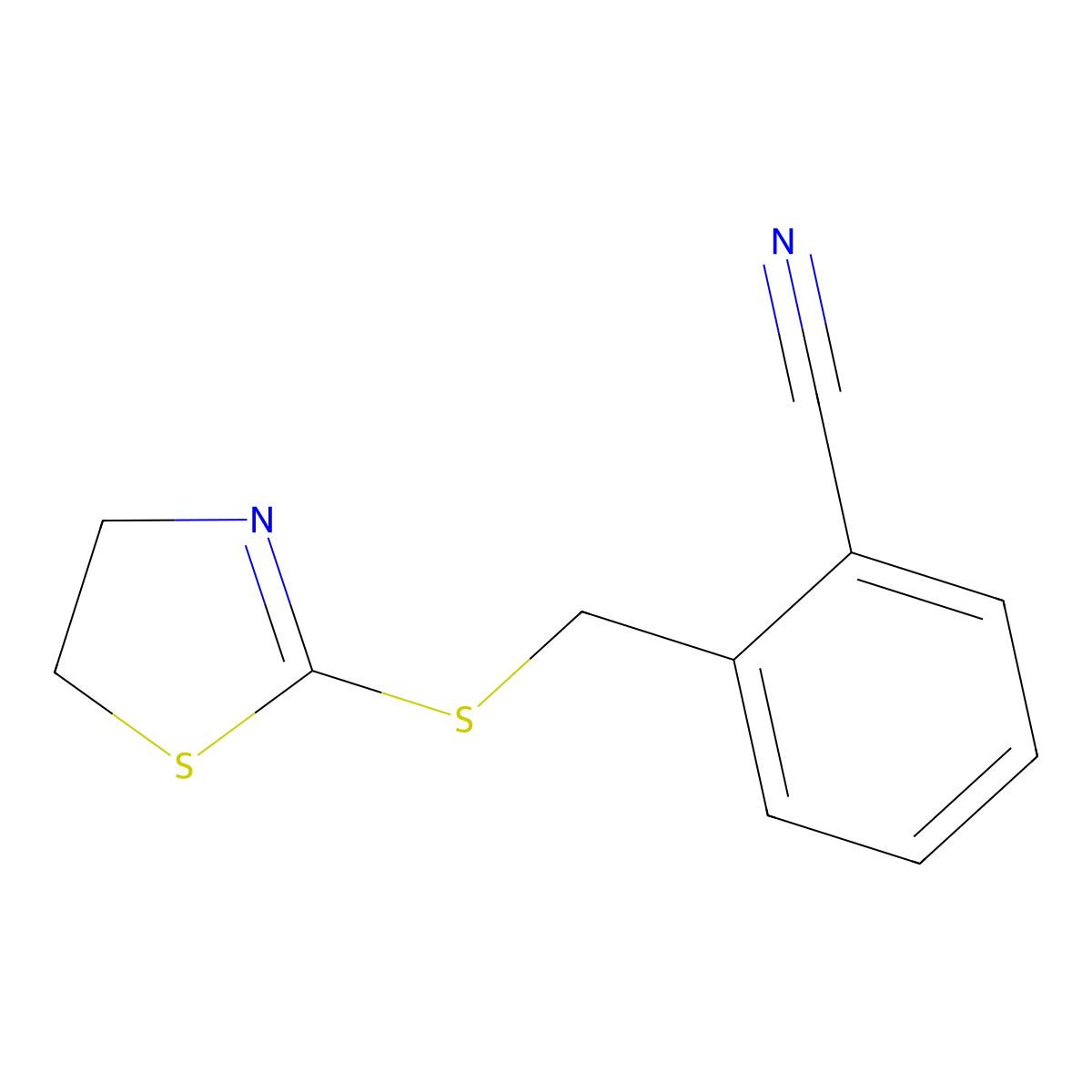 2-[(4,5-Dihydro-1,3-thiazol-2-ylsulfanyl)methyl]benzonitrile molecular structure, CAS 380459-48-3
