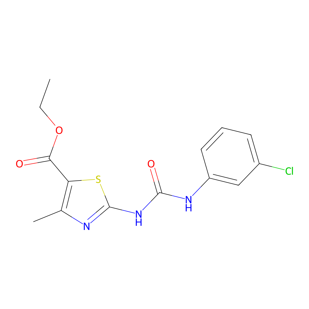 Ethyl 2-(3-(3-chlorophenyl)ureido)-4-methylthiazole-5-carboxylate molecular structure, CAS 380459-53-0