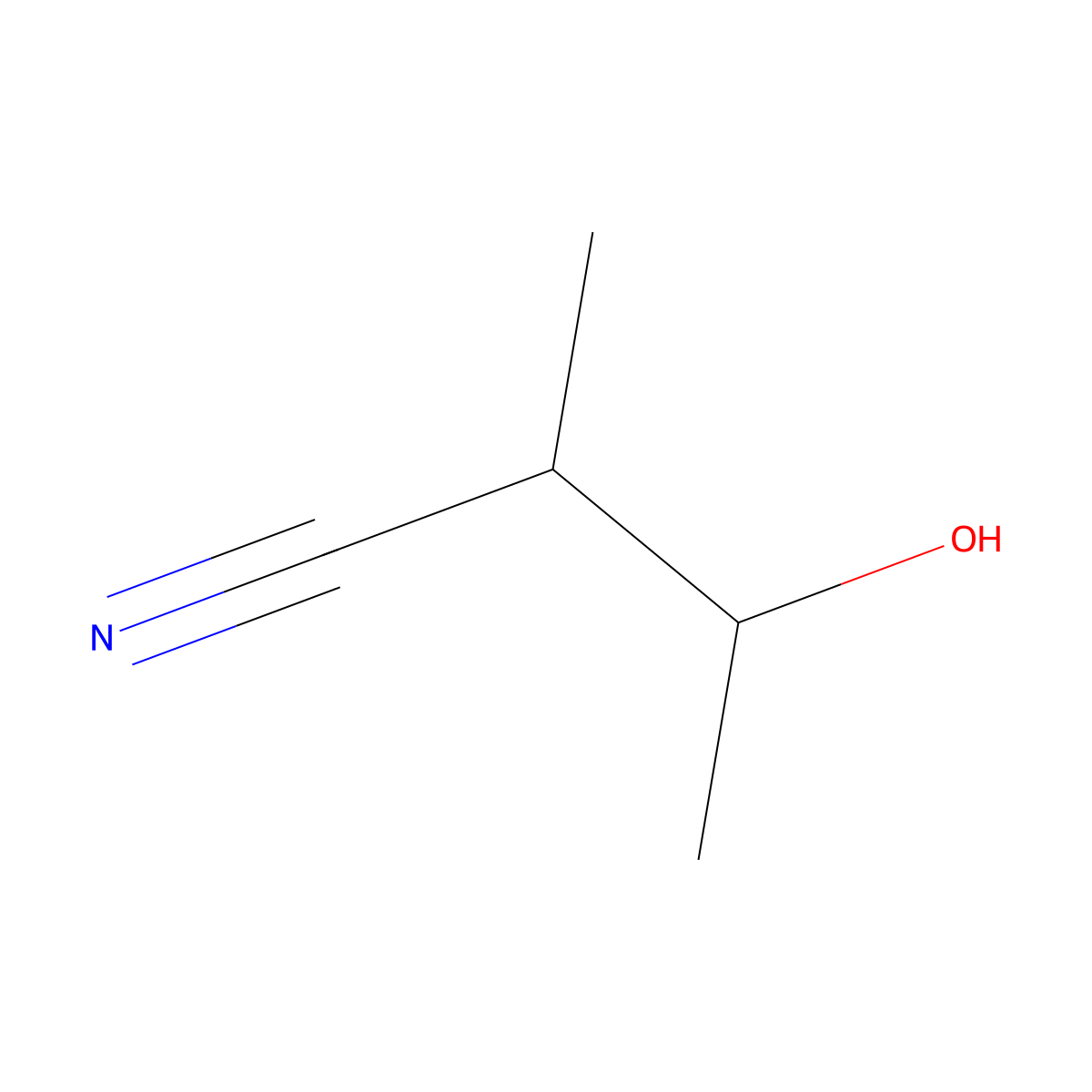 3-Hydroxy-2-methylbutanenitrile molecular structure, CAS 38046-46-7