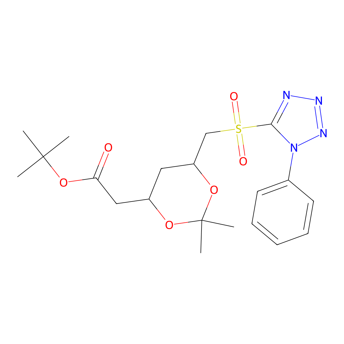 Tert-butyl 2-[(4R,6S)-2,2-dimethyl-6-[(1-phenyl-1H-terazol-5-ylsulfonyl)methyl]-1,3-dioxan-4-YL]acetate molecular structure, CAS 380460-37-7