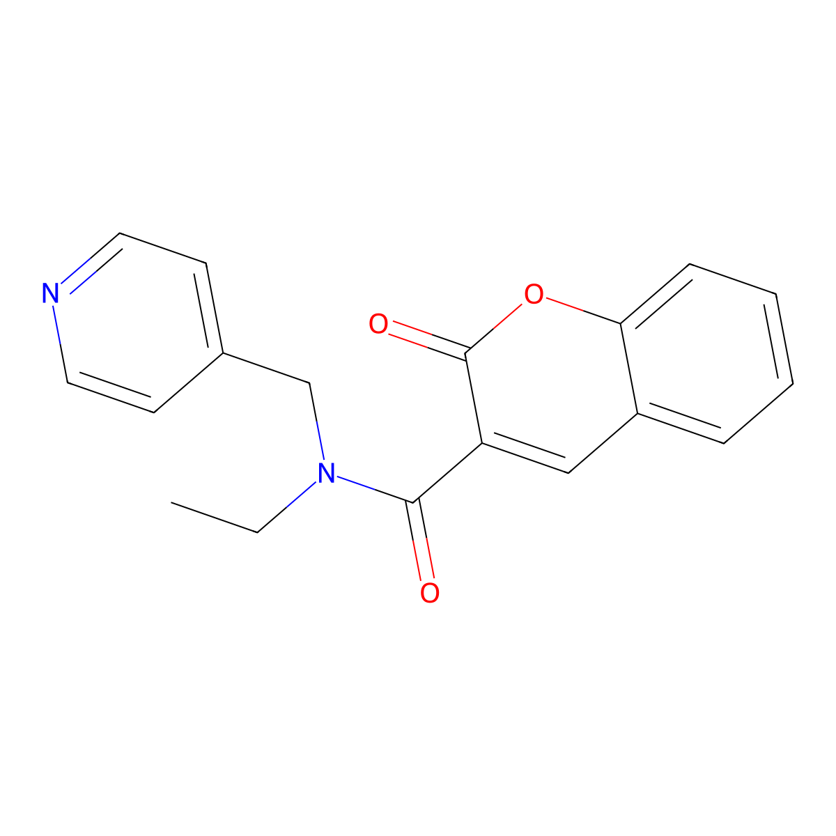 N-ethyl-2-oxo-N-(pyridin-4-ylmethyl)chromene-3-carboxamide molecular structure, CAS 380461-22-3