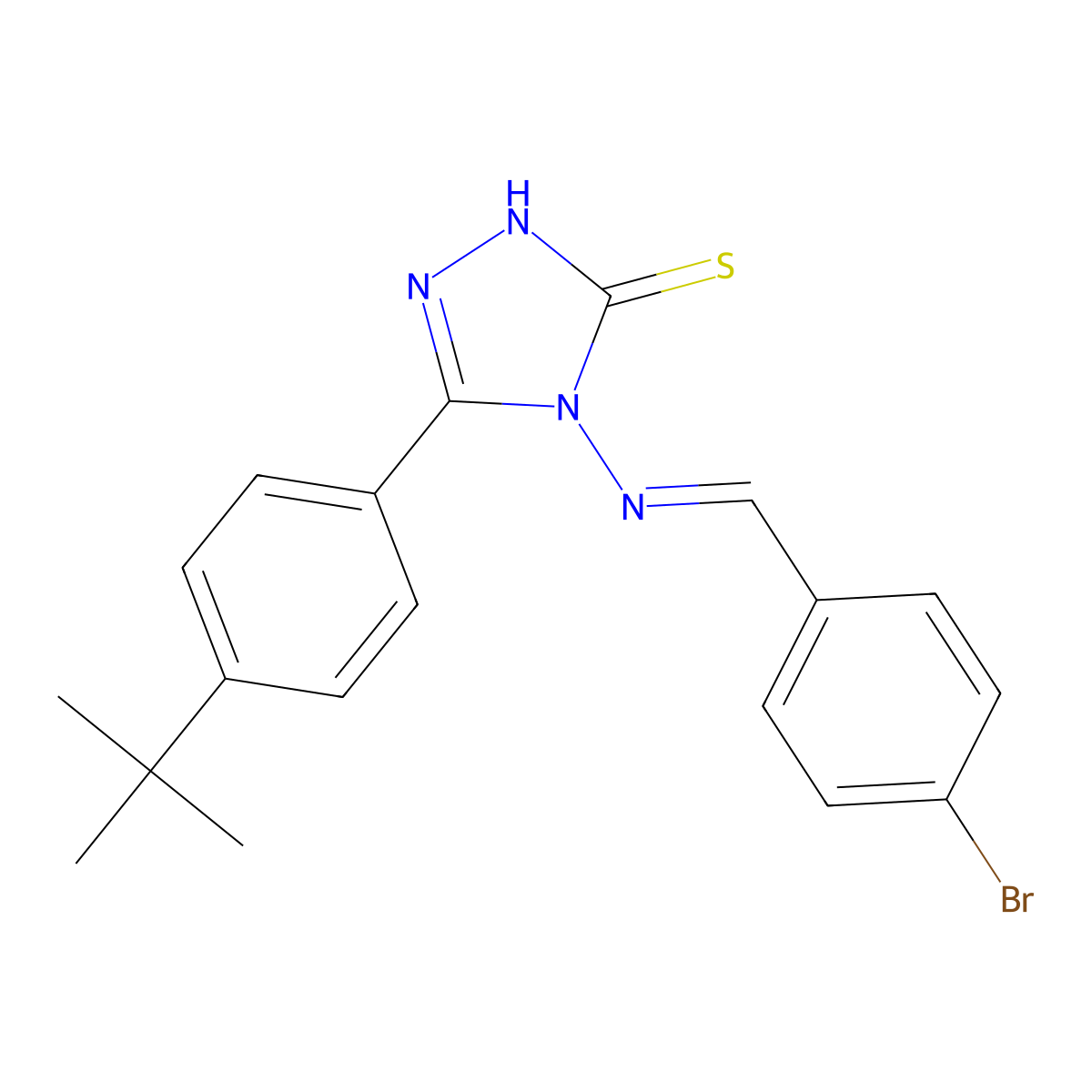 4-[(4-bromobenzylidene)amino]-5-(4-tert-butylphenyl)-4H-1,2,4-triazole-3-thiol molecular structure, CAS 380461-68-7