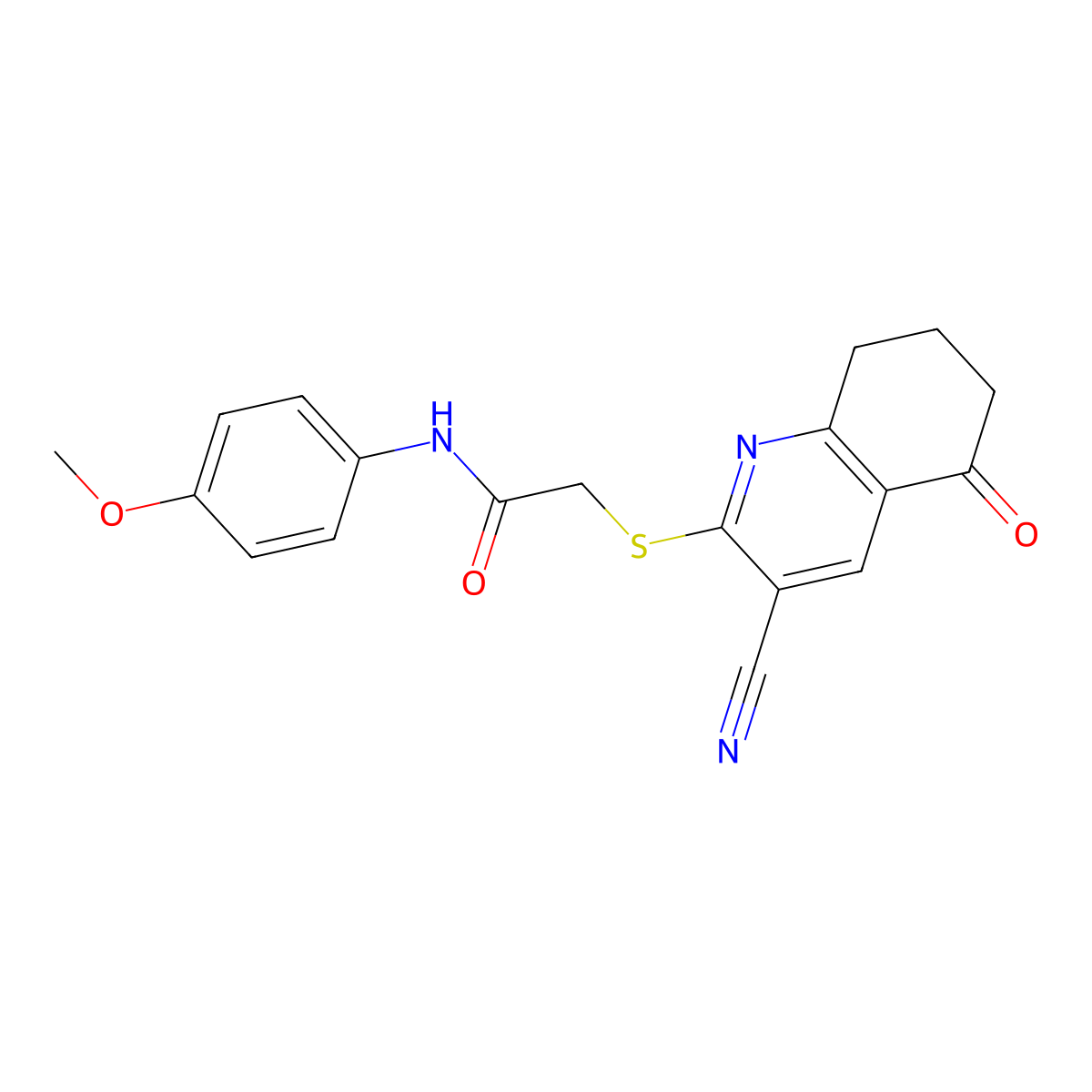 2-((3-cyano-5-oxo-5,6,7,8-tetrahydroquinolin-2-yl)thio)-N-(4-methoxyphenyl)acetamide molecular structure, CAS 380461-85-8