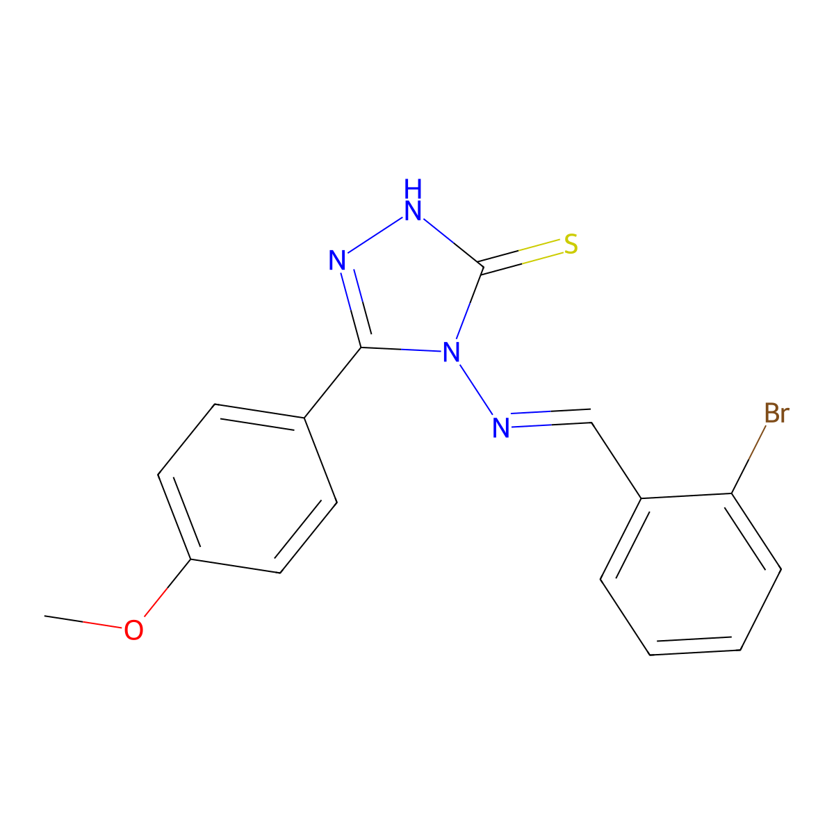 4-{[(2-bromophenyl)methylidene]amino}-5-(4-methoxyphenyl)-4H-1,2,4-triazole-3-thiol molecular structure, CAS 380462-06-6