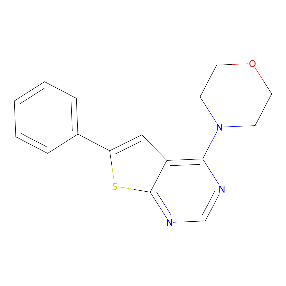 4-(4-Morpholinyl)-6-phenylthieno[2,3-d]pyrimidine molecular structure, CAS 380462-41-9