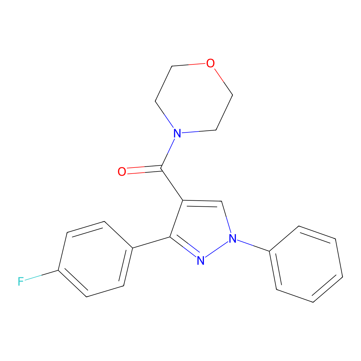 (3-(4-fluorophenyl)-1-phenyl-1H-pyrazol-4-yl)(morpholino)methanone molecular structure, CAS 380463-06-9