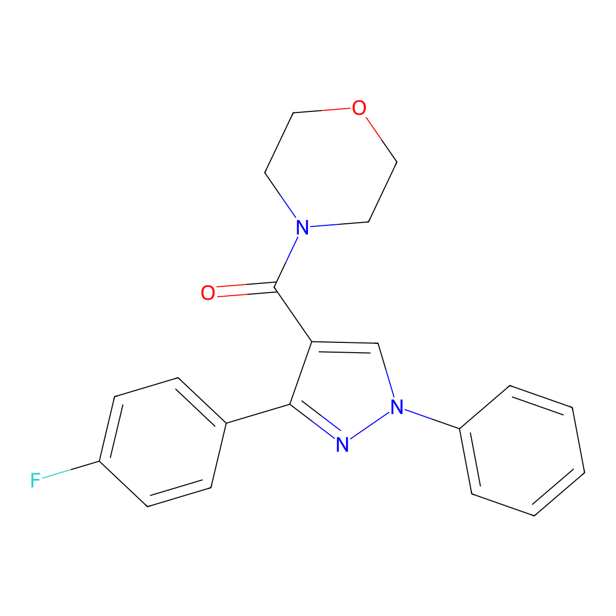 (3-(4-fluorophenyl)-1-phenyl-1H-pyrazol-4-yl)(morpholino)methanone molecular structure, CAS 380463-06-9