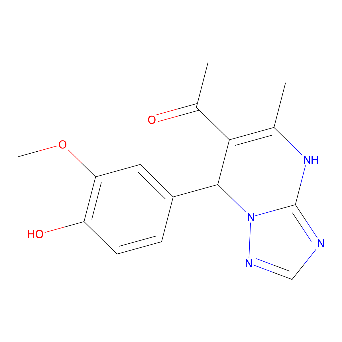 1-[7-(4-Hydroxy-3-methoxyphenyl)-5-methyl-4,7-dihydro[1,2,4]triazolo[1,5-a]pyrimidin-6-yl]ethanone molecular structure, CAS 380466-92-2