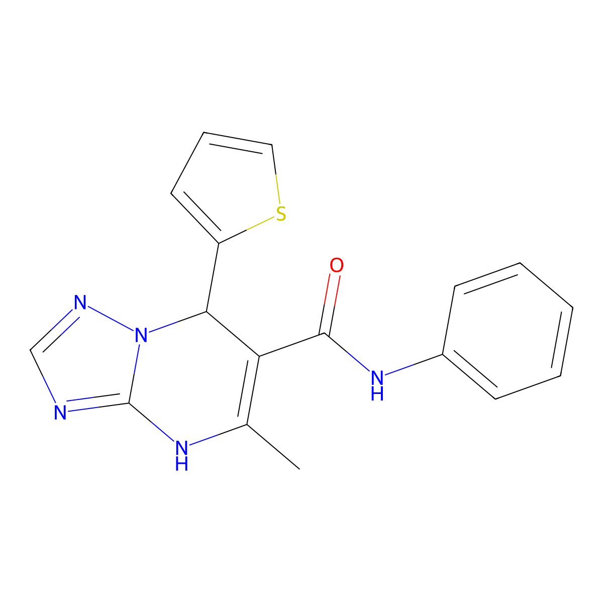 5-methyl-N-phenyl-7-(thiophen-2-yl)-4,7-dihydro[1,2,4]triazolo[1,5-a]pyrimidine-6-carboxamide molecular structure, CAS 380466-93-3
