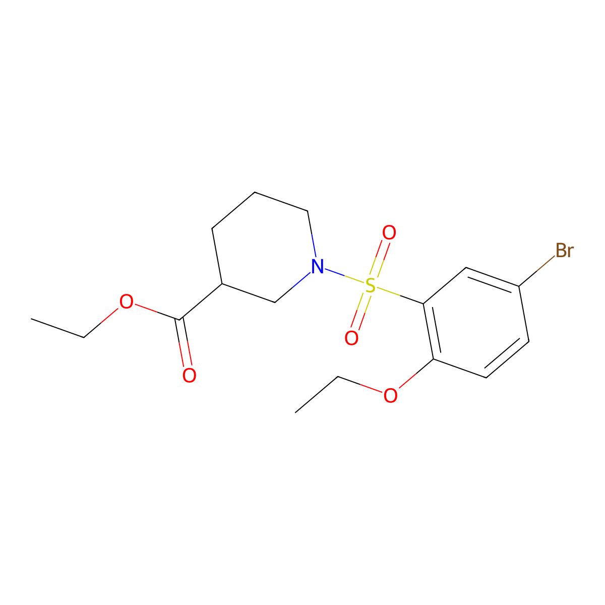 Ethyl 1-(5-bromo-2-ethoxyphenyl)sulfonylpiperidine-3-carboxylate molecular structure, CAS 380467-20-9