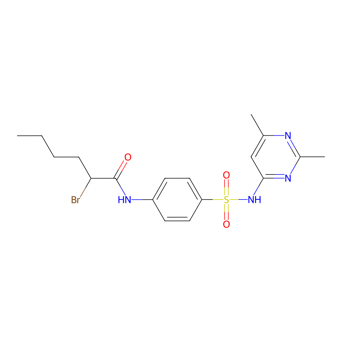 2-bromo-N-{4-[(2,6-dimethylpyrimidin-4-yl)sulfamoyl]phenyl}hexanamide molecular structure, CAS 380467-37-8