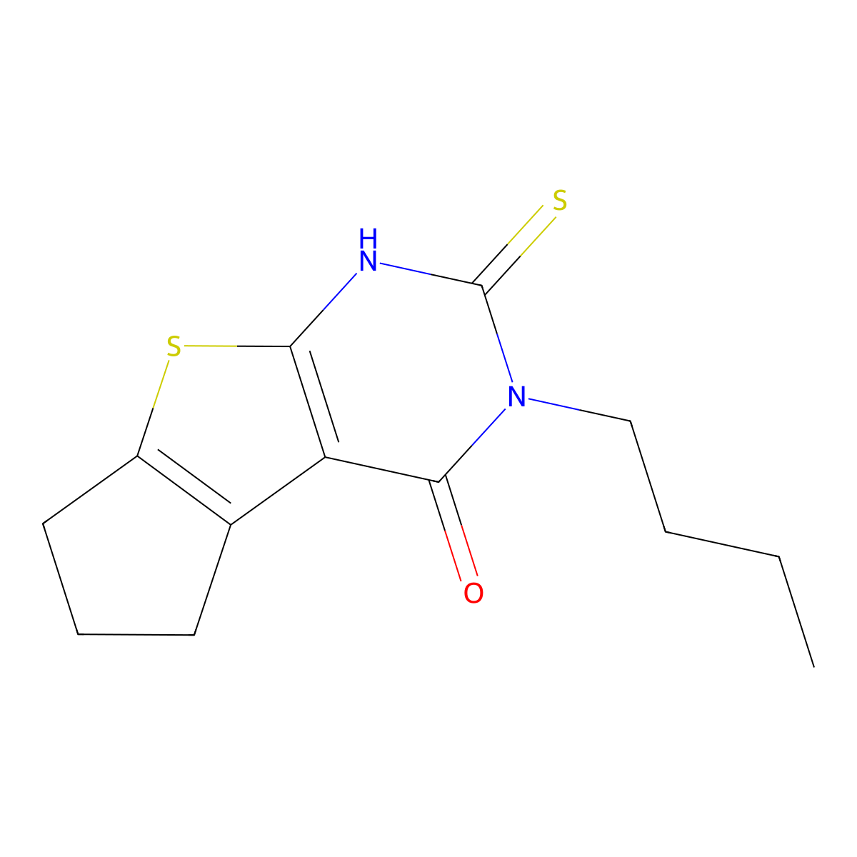 5-Butyl-6-mercapto-1,2,3,5-tetrahydro-8-thia-5,7-diaza-cyclopenta[a]inden-4-one molecular structure, CAS 380467-88-9