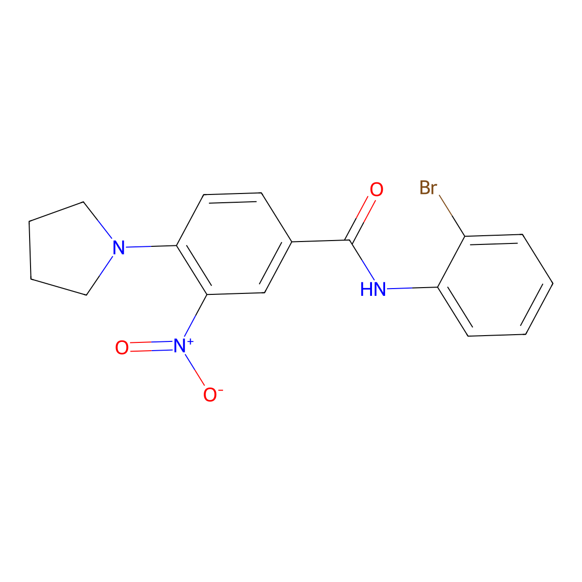 N-(2-bromophenyl)-3-nitro-4-pyrrolidin-1-ylbenzamide molecular structure, CAS 380470-89-3