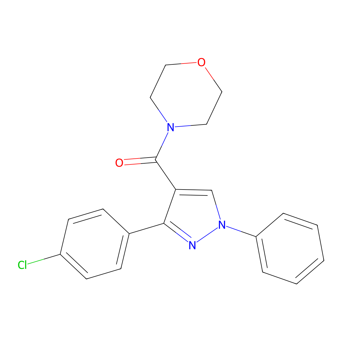 (3-(4-chlorophenyl)-1-phenyl-1H-pyrazol-4-yl)(morpholino)methanone molecular structure, CAS 380470-95-1