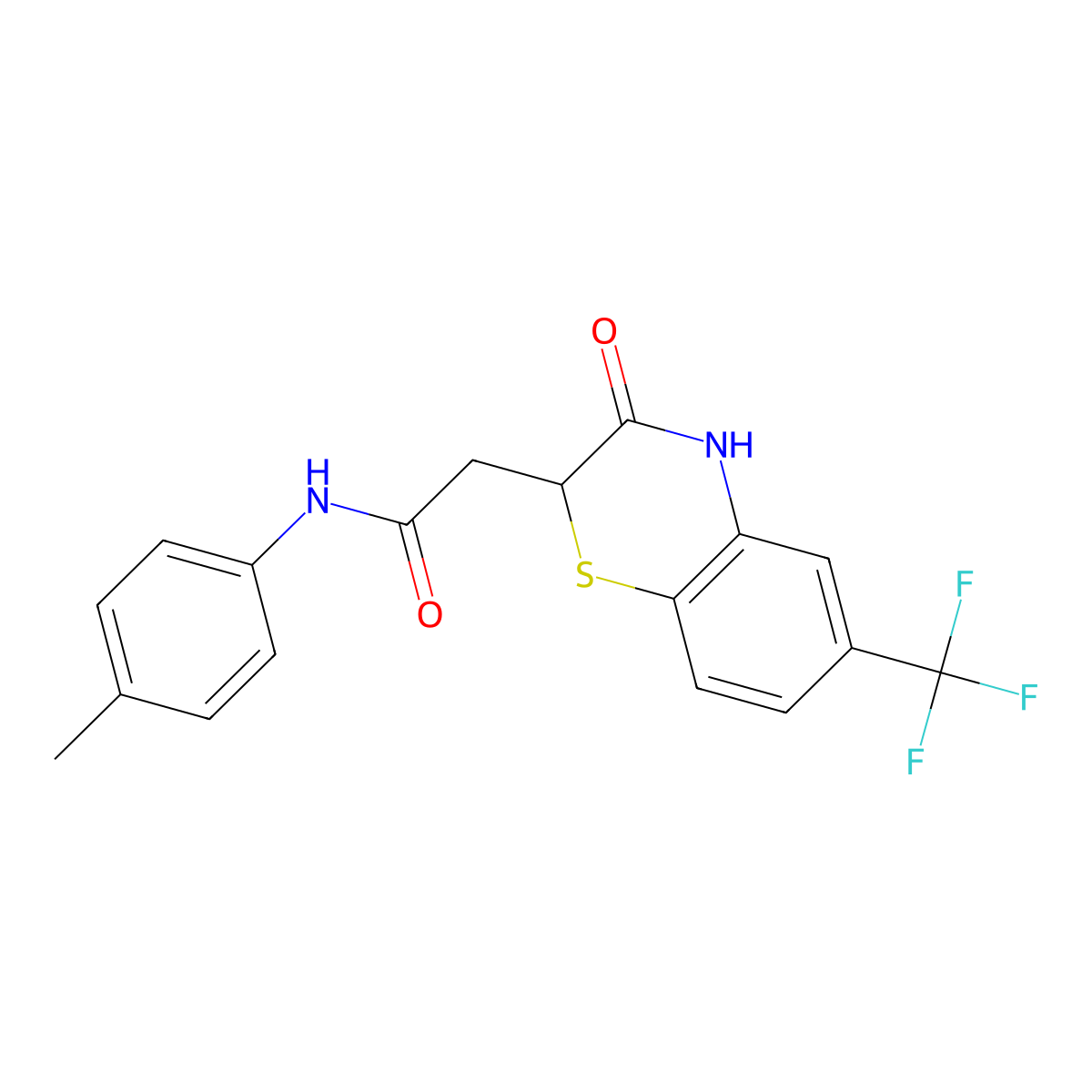 N-(4-methylphenyl)-2-[3-oxo-6-(trifluoromethyl)-3,4-dihydro-2H-1,4-benzothiazin-2-yl]acetamide molecular structure, CAS 380471-01-2
