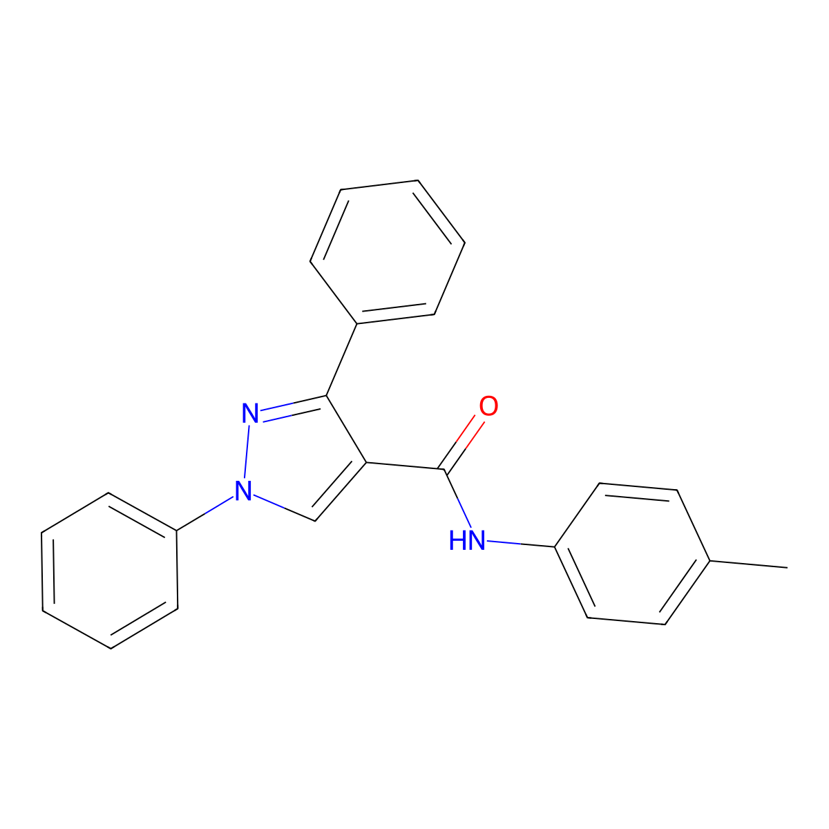 N-(4-methylphenyl)-1,3-diphenyl-1H-pyrazole-4-carboxamide molecular structure, CAS 380471-58-9