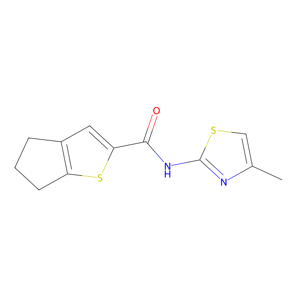 N-(4-methylthiazol-2-yl)-5,6-dihydro-4H-cyclopenta[b]thiophene-2-carboxamide molecular structure, CAS 380471-64-7