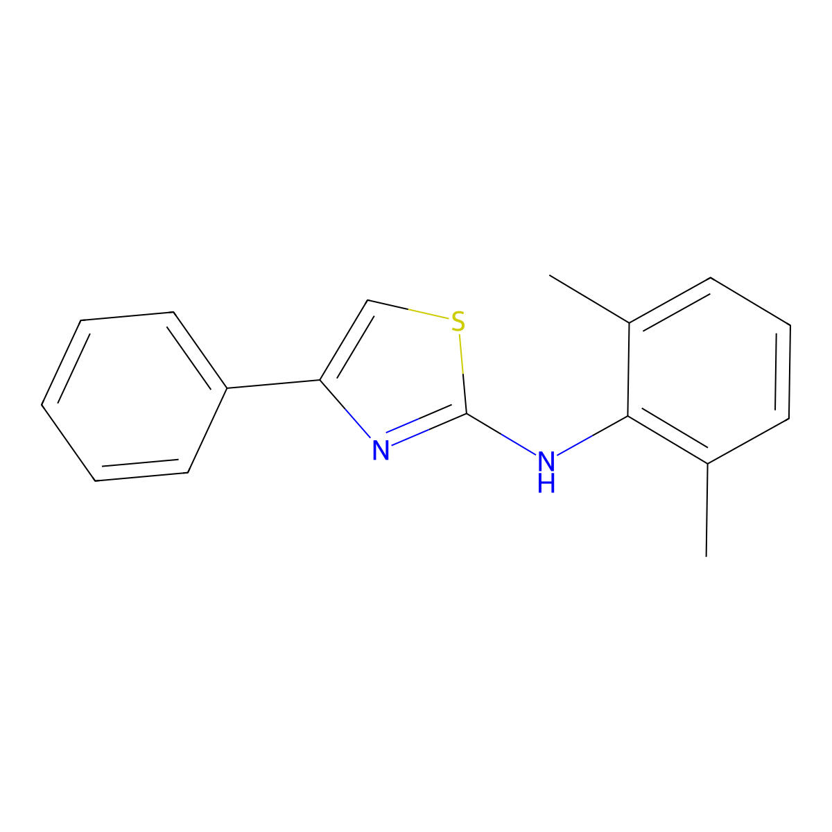 N-(2,6-dimethylphenyl)-4-phenyl-1,3-thiazol-2-amine molecular structure, CAS 380472-75-3