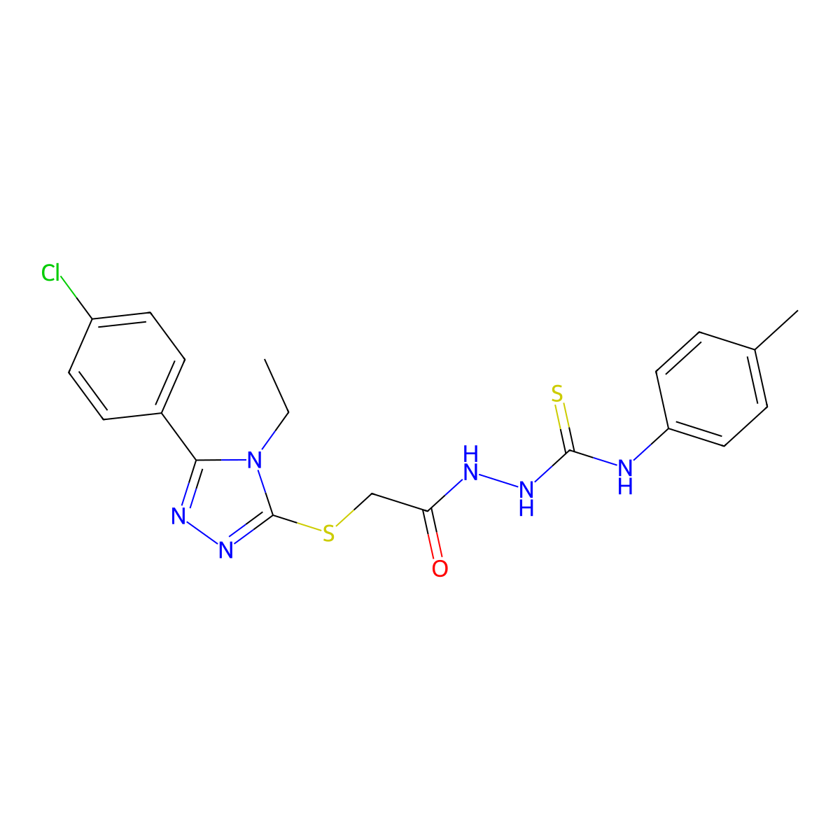 2-({[5-(4-chlorophenyl)-4-ethyl-4H-1,2,4-triazol-3-yl]sulfanyl}acetyl)-N-(4-methylphenyl)hydrazinecarbothioamide molecular structure, CAS 380473-05-2