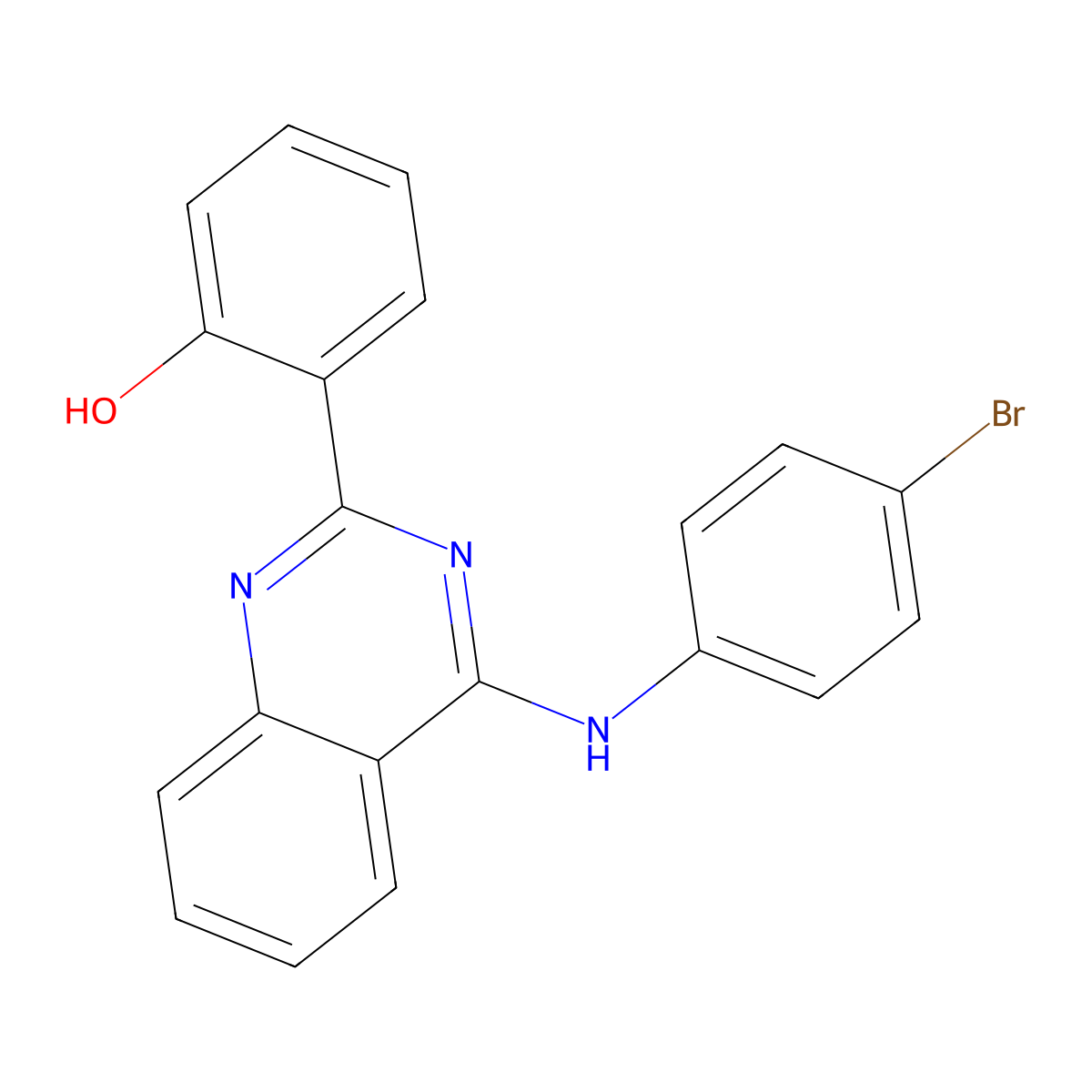 2-(4-((4-Bromophenyl)amino)quinazolin-2-yl)phenol molecular structure, CAS 380473-30-3