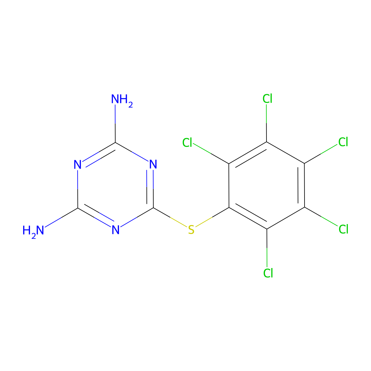 6-[(Pentachlorophenyl)sulfanyl]-1,3,5-triazine-2,4-diamine molecular structure, CAS 380474-17-9