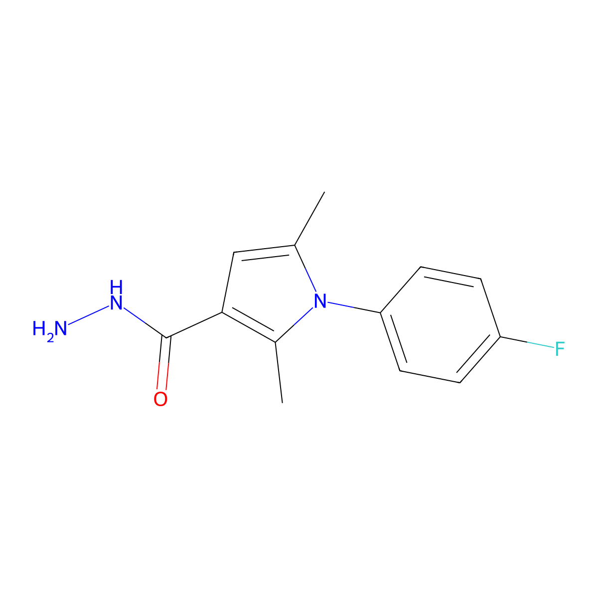 1-(4-fluorophenyl)-2,5-dimethyl-1H-pyrrole-3-carbohydrazide molecular structure, CAS 380474-18-0