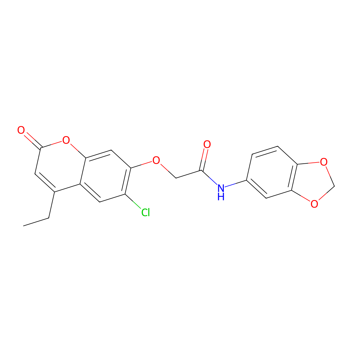 N~1~-(1,3-benzodioxol-5-yl)-2-[(6-chloro-4-ethyl-2-oxo-2H-chromen-7-yl)oxy]acetamide molecular structure, CAS 380474-49-7