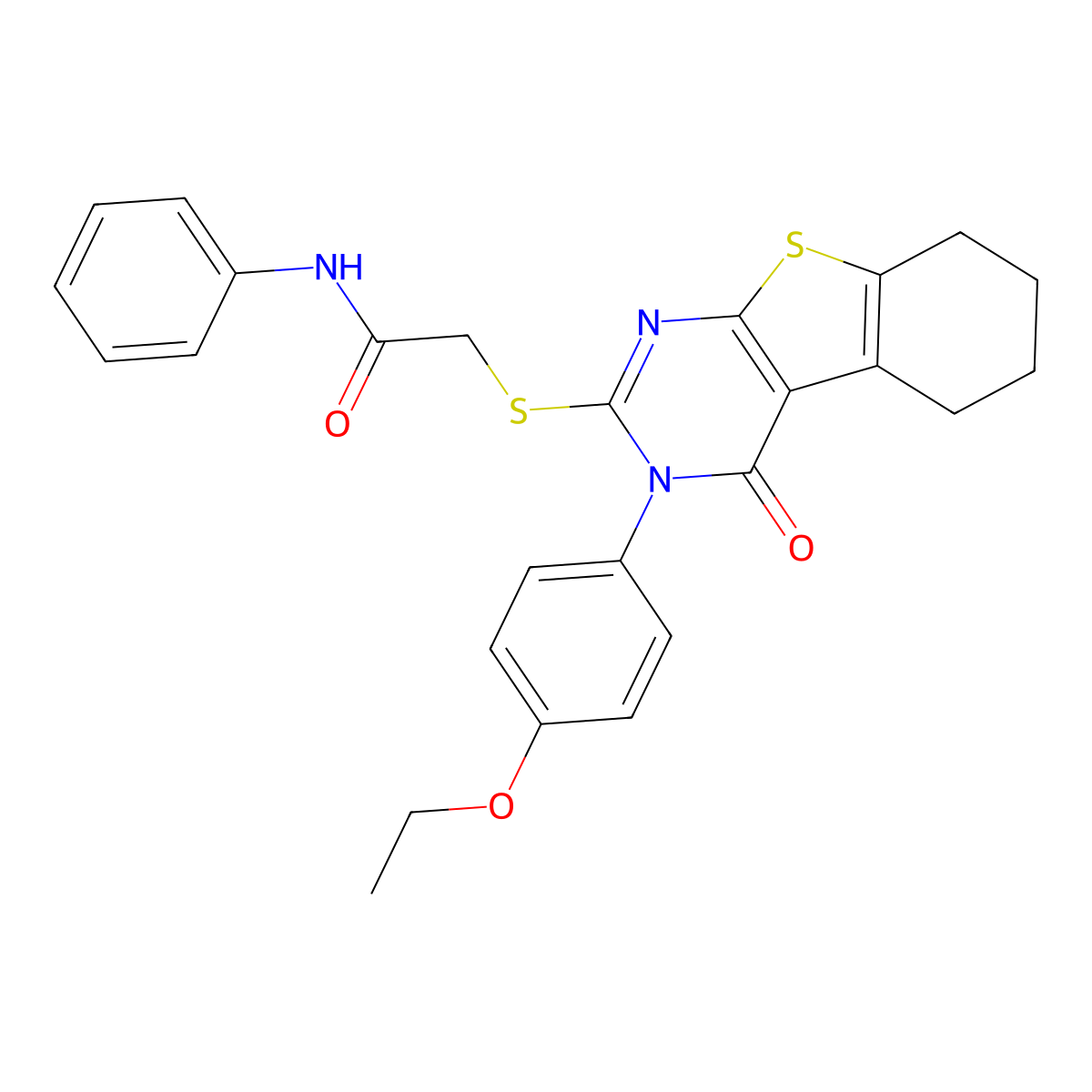 2-[[3-(4-ethoxyphenyl)-4-oxo-5,6,7,8-tetrahydro-[1]benzothiolo[2,3-d]pyrimidin-2-yl]sulfanyl]-N-phenylacetamide molecular structure, CAS 380474-62-4