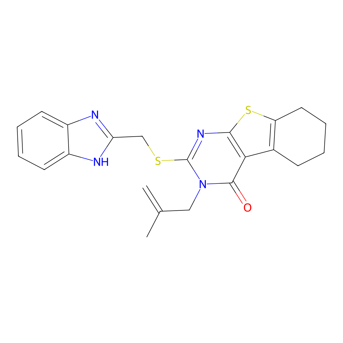 2-[(1H-benzimidazol-2-ylmethyl)sulfanyl]-3-(2-methylprop-2-en-1-yl)-5,6,7,8-tetrahydro[1]benzothieno[2,3-d]pyrimidin-4(3H)-one molecular structure, CAS 380474-63-5