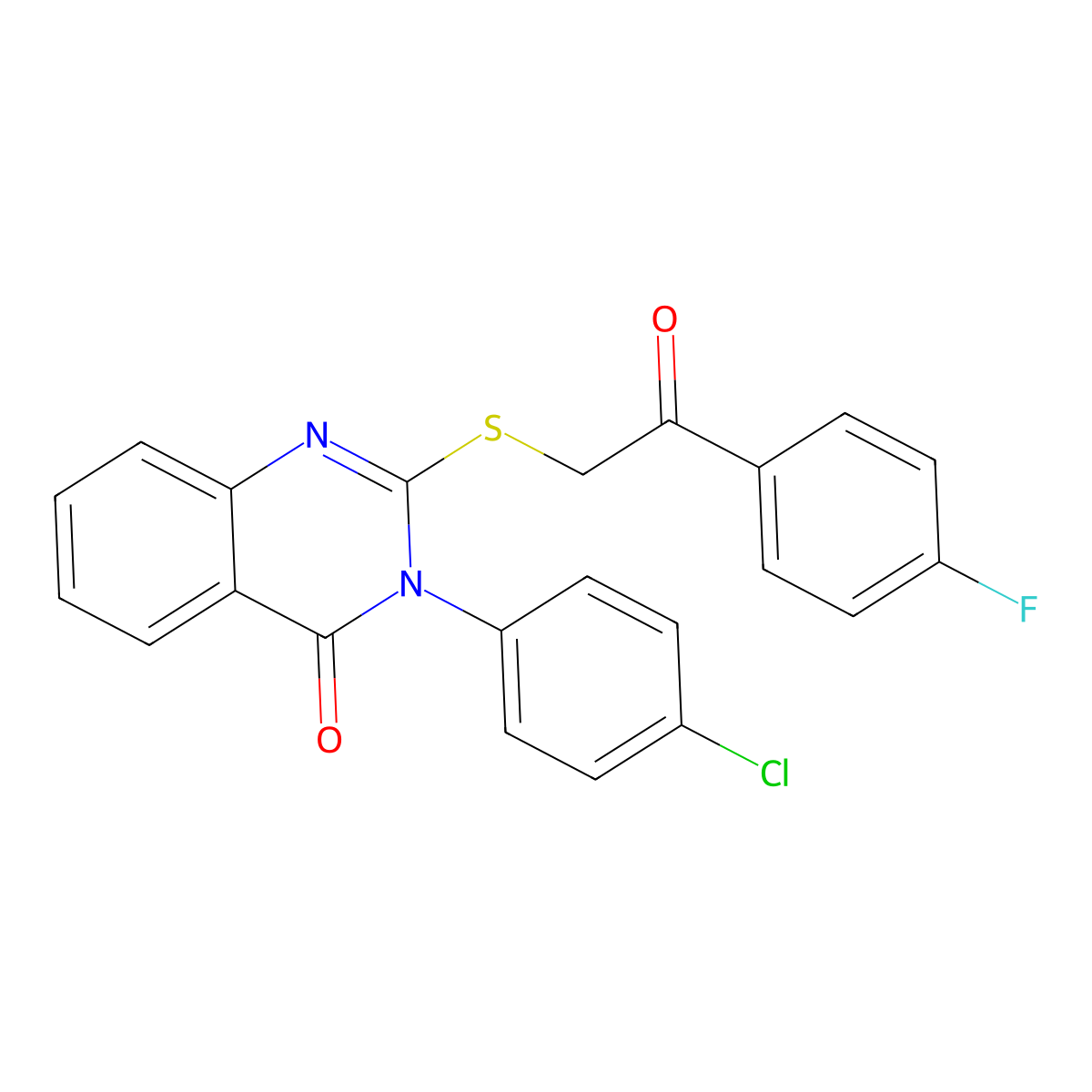 3-(4-Chlorophenyl)-2-((2-(4-fluorophenyl)-2-oxoethyl)thio)-4(3H)-quinazolinone molecular structure, CAS 380474-64-6