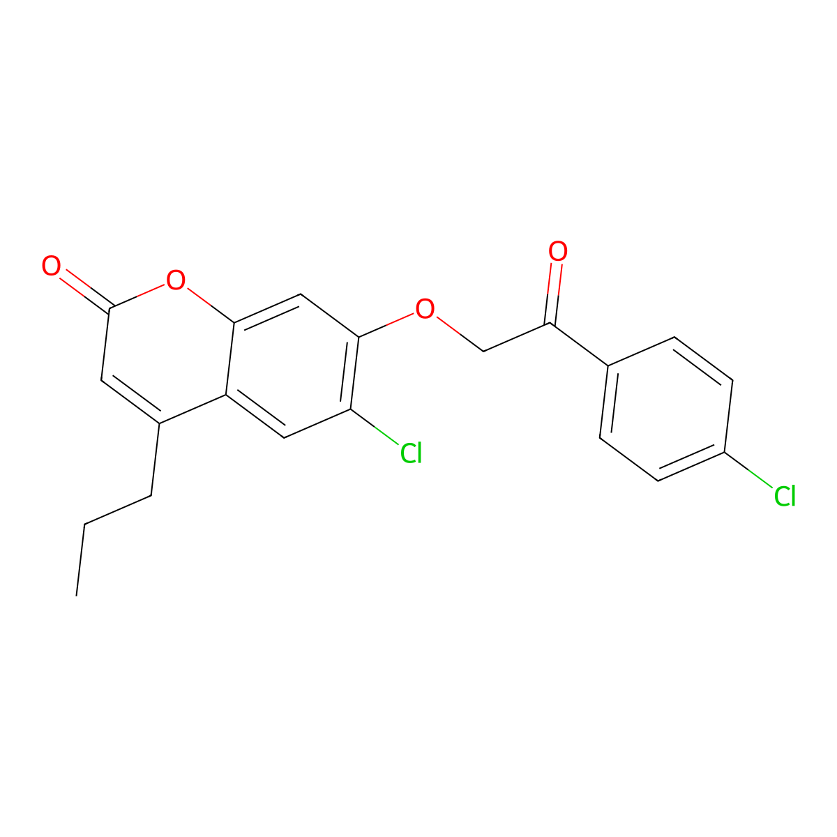 6-chloro-7-[2-(4-chlorophenyl)-2-oxoethoxy]-4-propyl-2H-chromen-2-one molecular structure, CAS 380476-76-6