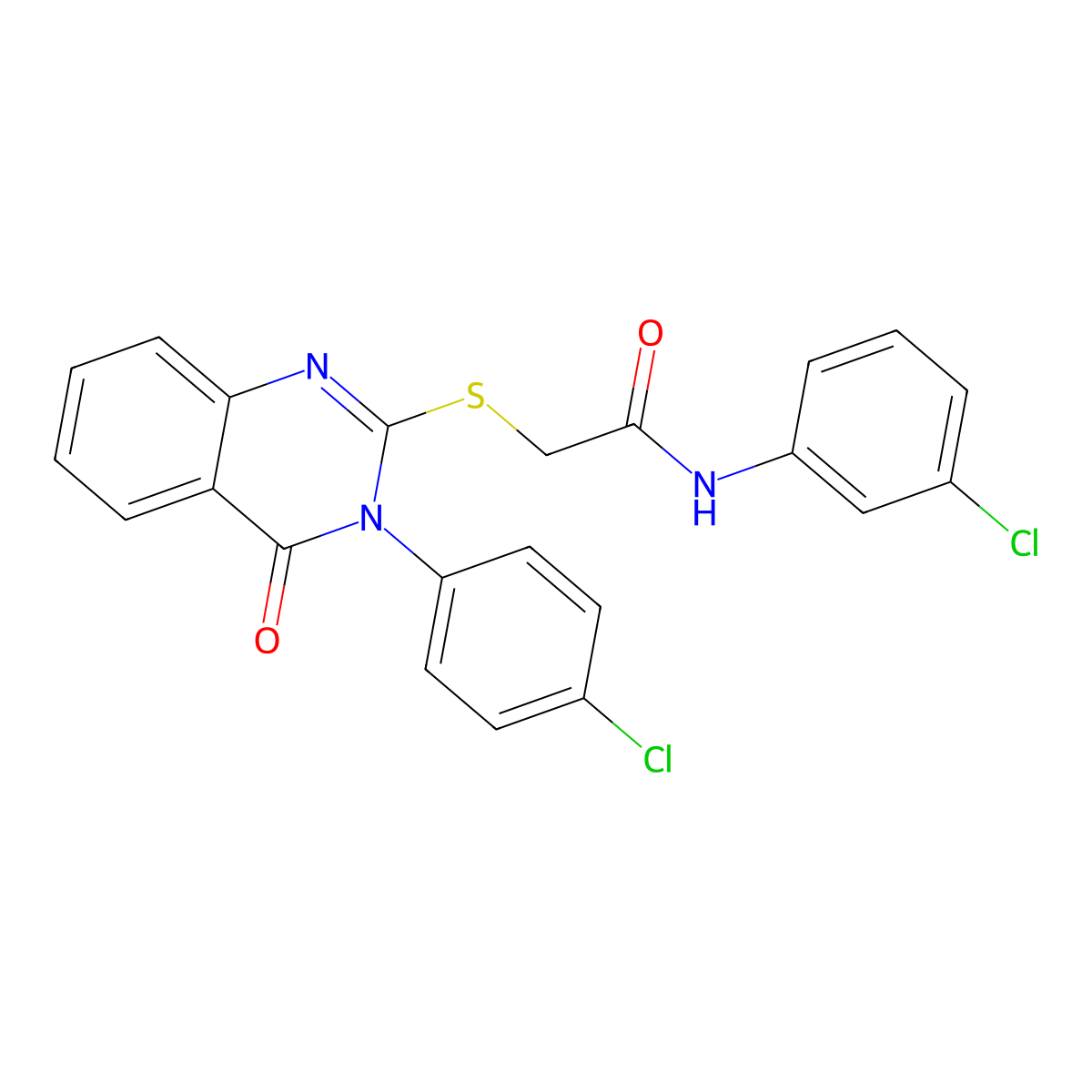 N-(3-CL-PH)-2-((3-(4-CL-Phenyl)-4-oxo-3,4-dihydro-2-quinazolinyl)thio)acetamide molecular structure, CAS 380477-54-3