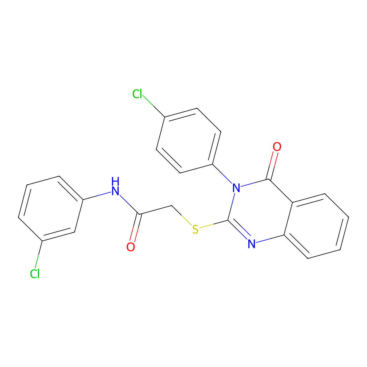 N-(3-CL-PH)-2-((3-(4-CL-Phenyl)-4-oxo-3,4-dihydro-2-quinazolinyl)thio)acetamide molecular structure, CAS 380477-54-3