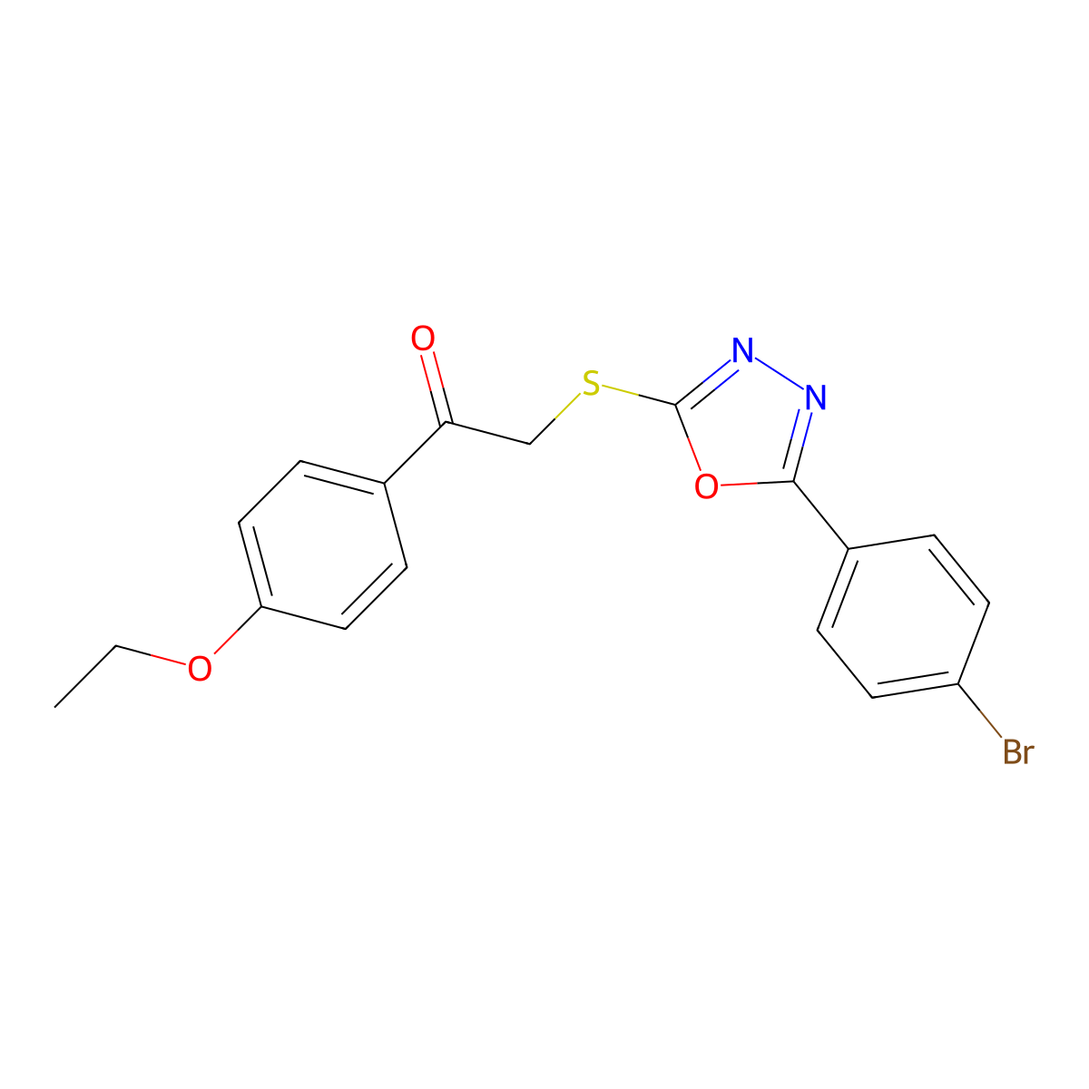 2-{[5-(4-Bromophenyl)-1,3,4-oxadiazol-2-yl]sulfanyl}-1-(4-ethoxyphenyl)ethanone molecular structure, CAS 380480-48-8