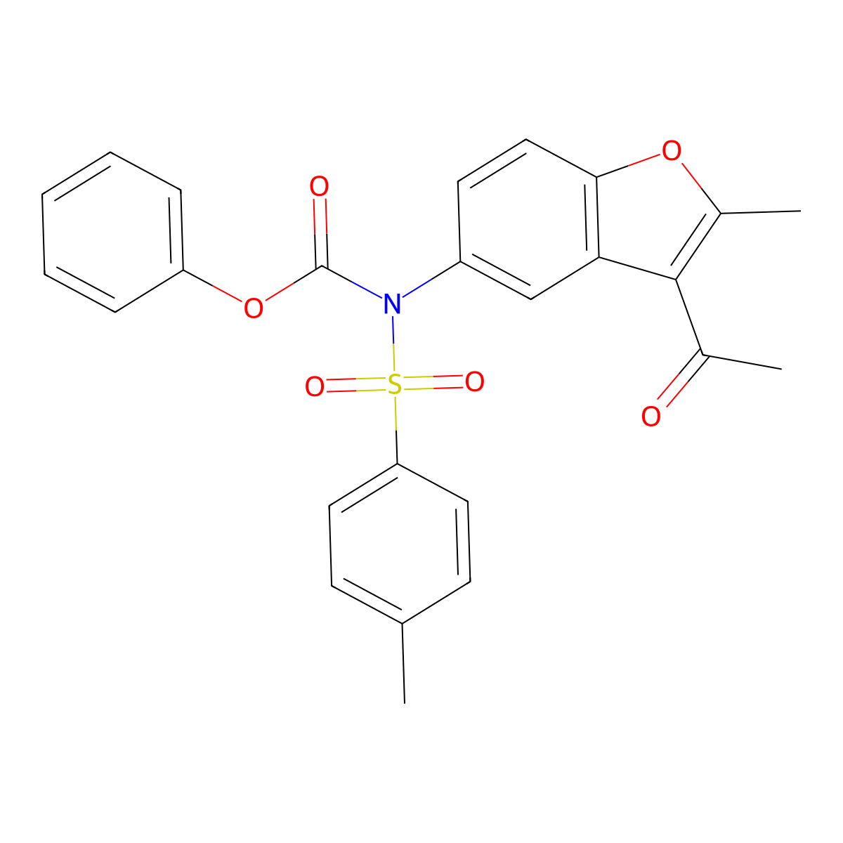 Phenyl (3-acetyl-2-methylbenzofuran-5-yl)(tosyl)carbamate molecular structure, CAS 380480-51-3