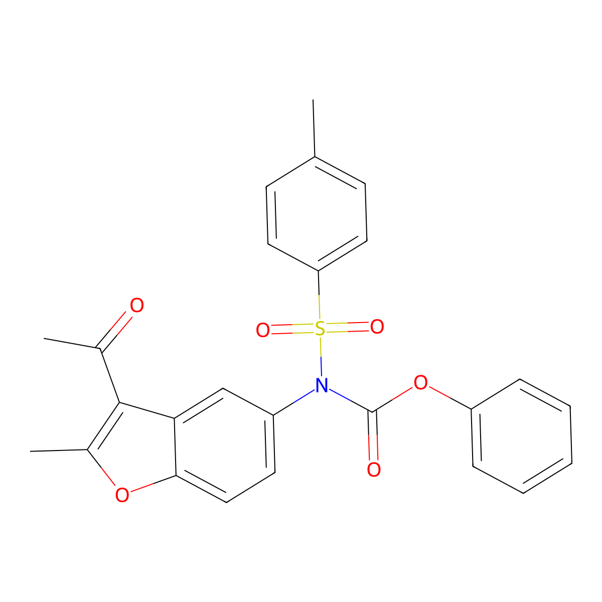 Phenyl (3-acetyl-2-methylbenzofuran-5-yl)(tosyl)carbamate molecular structure, CAS 380480-51-3