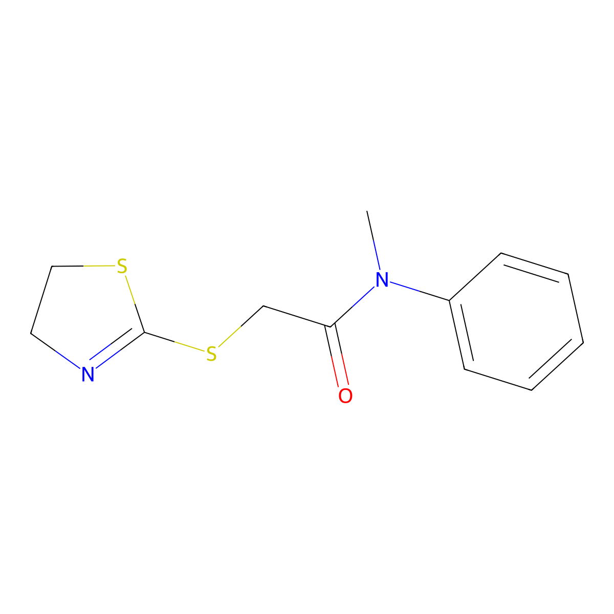 2-(4,5-dihydro-1,3-thiazol-2-ylsulfanyl)-N-methyl-N-phenylacetamide molecular structure, CAS 380484-50-4