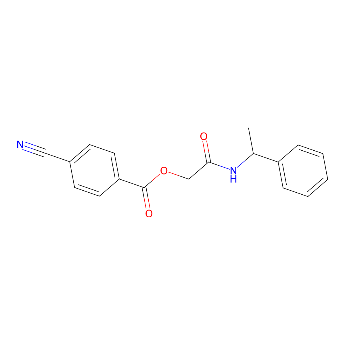 2-Oxo-2-((1-phenylethyl)amino)ethyl 4-cyanobenzoate molecular structure, CAS 380484-51-5