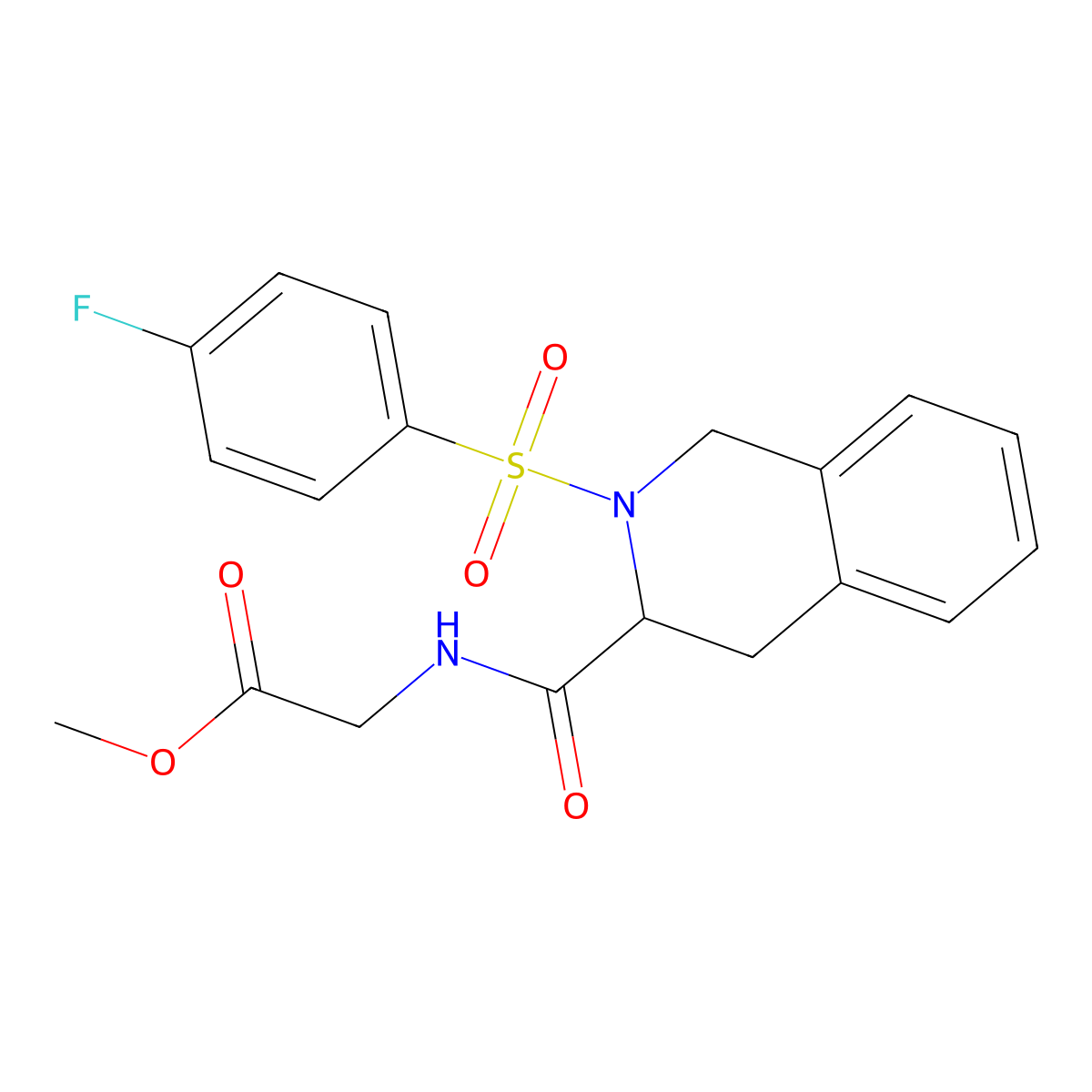 Methyl 2-{[2-(4-fluorobenzenesulfonyl)-1,2,3,4-tetrahydroisoquinolin-3-yl]formamido}acetate molecular structure, CAS 380489-60-1