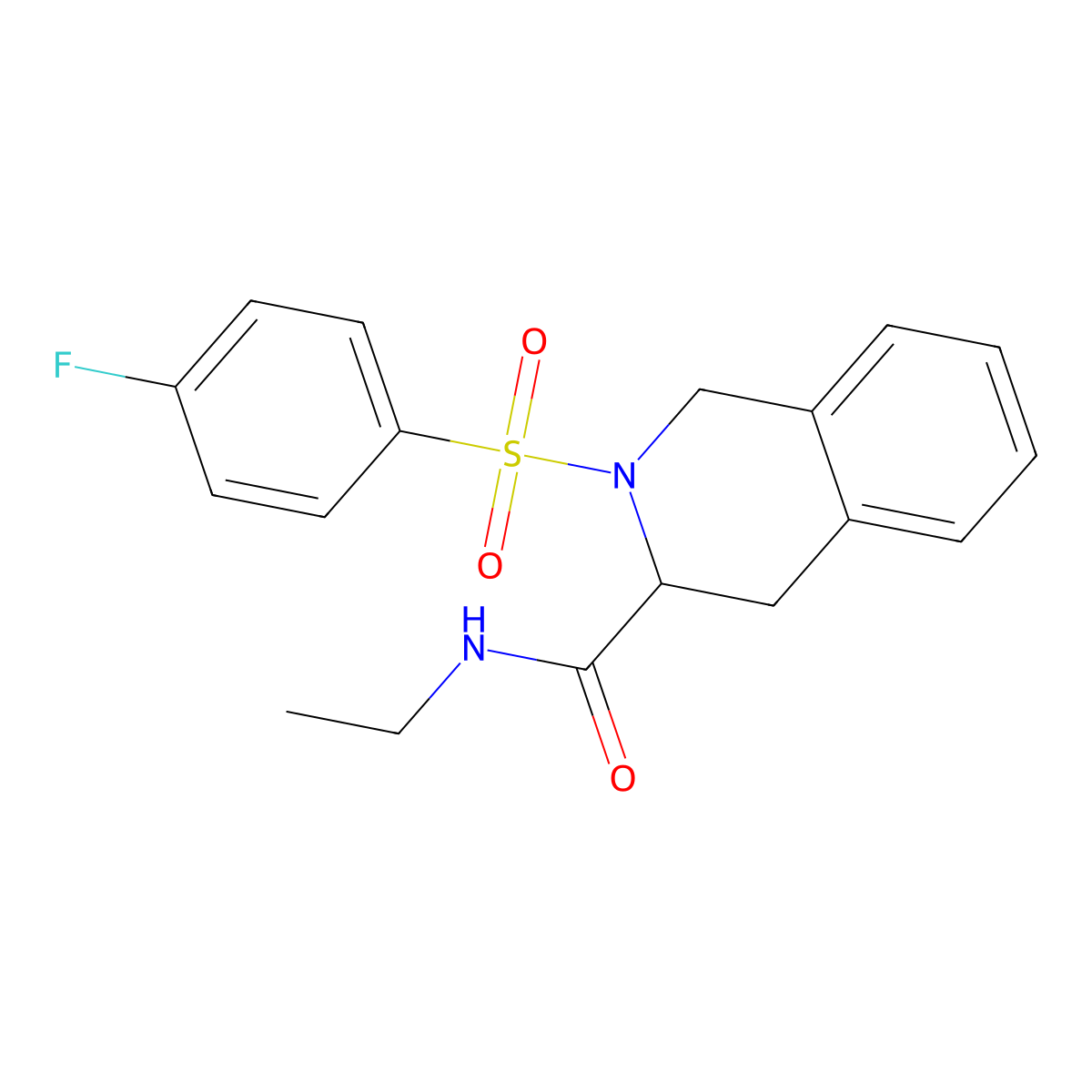 N-ethyl-2-(4-fluorobenzenesulfonyl)-1,2,3,4-tetrahydroisoquinoline-3-carboxamide molecular structure, CAS 380489-64-5