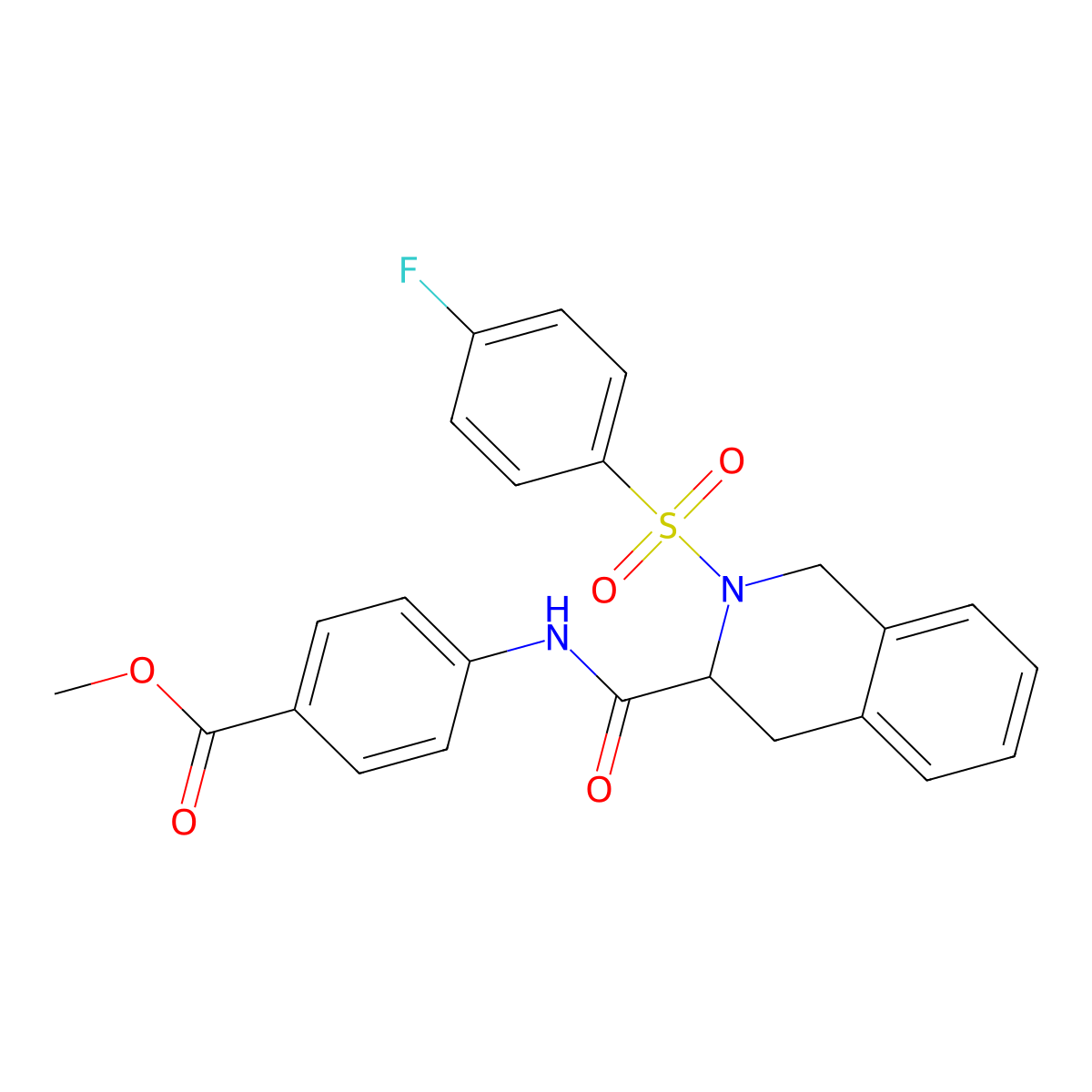 Methyl 4-[2-(4-fluorobenzenesulfonyl)-1,2,3,4-tetrahydroisoquinoline-3-amido]benzoate molecular structure, CAS 380489-66-7